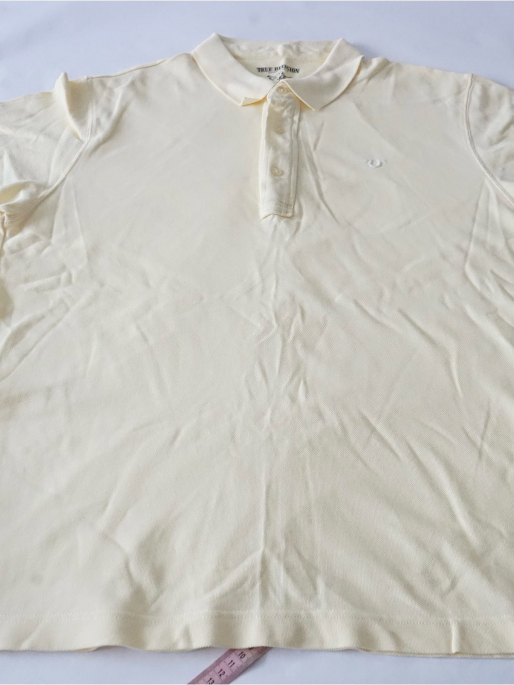 True Religion Mens Cotton Pique Polo Shirt Yellow Cream XXXL MJ20163A09